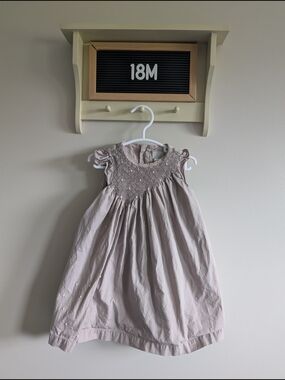 Cyrillus Light Pink-Beige Smocked Flutter Sleeve Dress